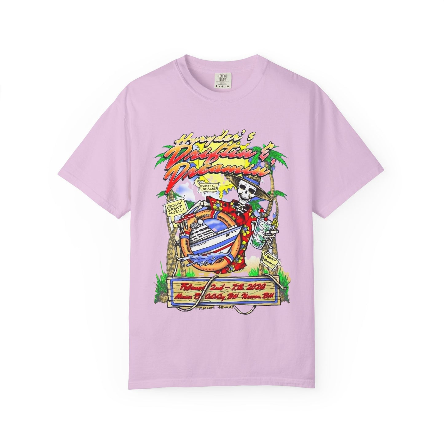 Hyryder's 2026 Drifitin' & Dreamin' Cruise T-shirt w/ Hyryder Bird on Back
